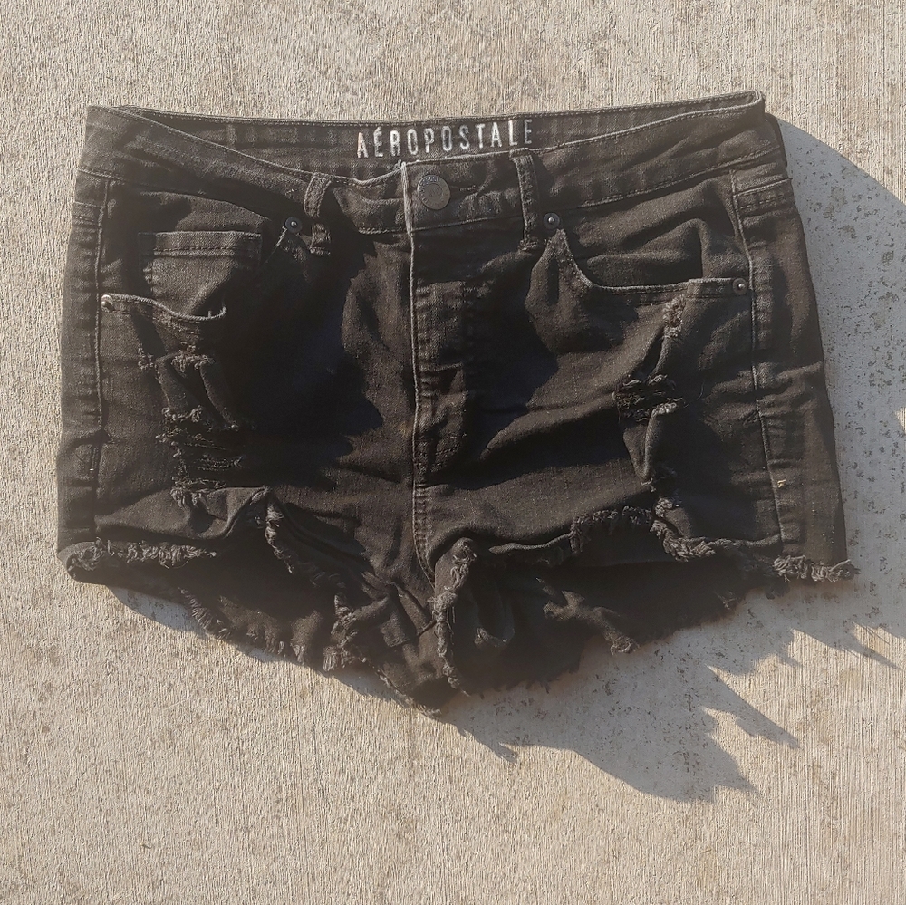 Aeropostale high waisted black denim shorty 8